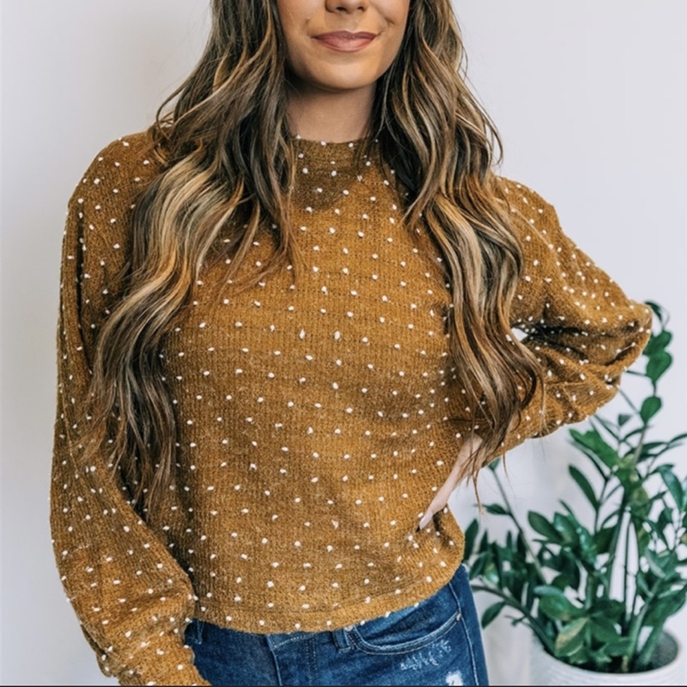 Women's Brown Polka Dot Sweater